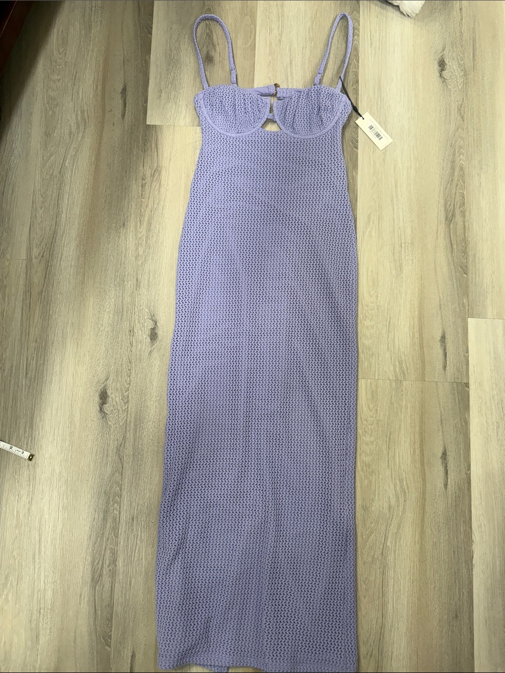 Montce Lavender Crochet Petal Long Slip Dress - Picture 2 of 8